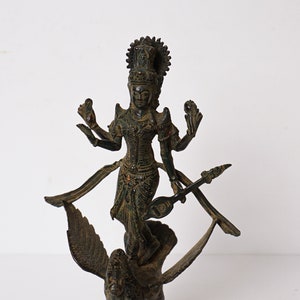 Bronze Sarasvati Statue, 10&quot; Saraswati Figurine, Knowledge, Music, Art & Wisdom, Swan, Hindu God, Brass, Interior Decor, Birthday Gift
