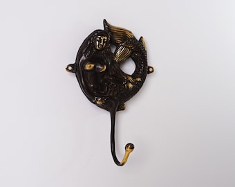 Bronze Mermaid Hook, 6"  Figurine, Wall Hook, Art, Unique Miniature, Handmade, Room Decor, Gift for Him, Healing Gift, Mother Day Gift