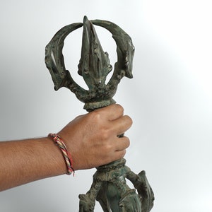 Vajra Thunderbolt Dorje Bronze, 15" Hindu Artifacts, Bajra Brass, Sculpture, Statue, Room Decor, Spiritual Decor, Gift for Her, Mother Gift