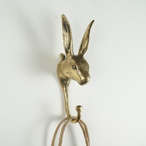 Hasenkopf-Wandhaken, 16,8 cm Tierfigur, einzigartige Miniatur, Kunst, handgefertigt, Bürodekoration, Geschenk für Sie, Einzugsgeschenk