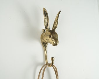 Rabbit Head Hook, 6.6" Animal Figurine, Wall Hook, Unique Miniature, Art, Handmade, Office Decor, Gift for Her, Housewarming, Birthday Gift