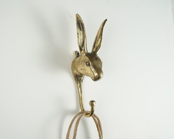 Rabbit Head Hook, 6.6 Inch Animal Figurine, Wall Hook, Unique Miniature, Art, Handmade, Office Decor, Gift for Her, Housewarming