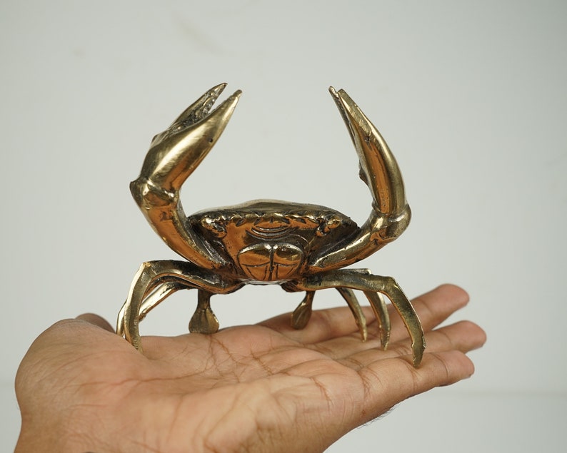 Bronze Crab Statue, 3.7 Animal Figurine, Ocean, Handmade, Office Decor, Beach Decor, Tabletop Decor, Gift for Sister, Mothers Day Gifts image 9