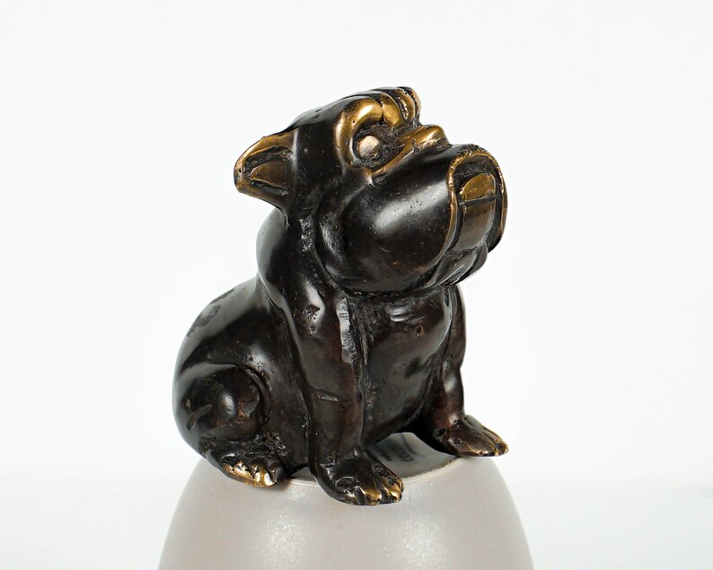 Bronze Pitbull Figurine, 2.9 Animal Statue, Brass Decor, Animal Ornament, Dog, Office Decor, Table Room Gift, Gift for Mom, Gift for Dad image 3