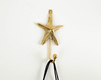 Unique Starfish Bronze Hook, 6.3" Figurine, Key Hanger, Wall Hook, Brass, Towel Hook, Miniature, Home Decor, Ocean Decor, Gift for Sister