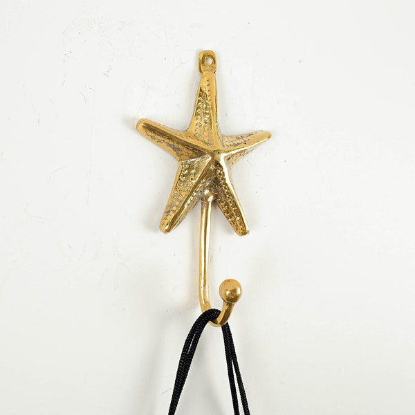 Unieke Starfish Bronze Hook, 6,3" Beeldje, Sleutelhanger, Muurhaak, Messing, Handdoekhaak, Miniatuur, Home Decor, Ocean Decor, Cadeau voor zus