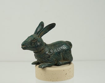 Kaninchen Bronze Statue, 3 "Tierfigurine, Messingskulptur, BrassArt, handgemachtes Dekor, Miniatur, Hausdekoration, Raumdekor, Geschenk für Schwester