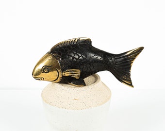 Bronze Fish Figurine, 5.2" Length, Animal Statue, Brass Decor, Animal Ornament, Nursery Decor, Home Decor, Gift for Women, Gift for Mom