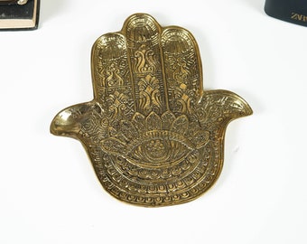 Hamsa Hand Sign bronze Tray, Make up organizer, Skin care organizer, Brass Décor, Bronze Plate, Unique Décor, Tray, Mothers Day Gifts