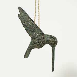 Bronze Hummingbird Decor, 5.5 Handmade Statue, Wall Decor, Hanging Figurine, Colibri, Bird, House Decor, Aesthetic Room Decor, Gift for Her image 6