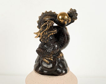 Bronze Dragon Statue, 4.3" Figurine, Chinese Dragon, Mystical Animal, Bronze art, Unique, Handmade, Room Decor, Birthday Gift For Him