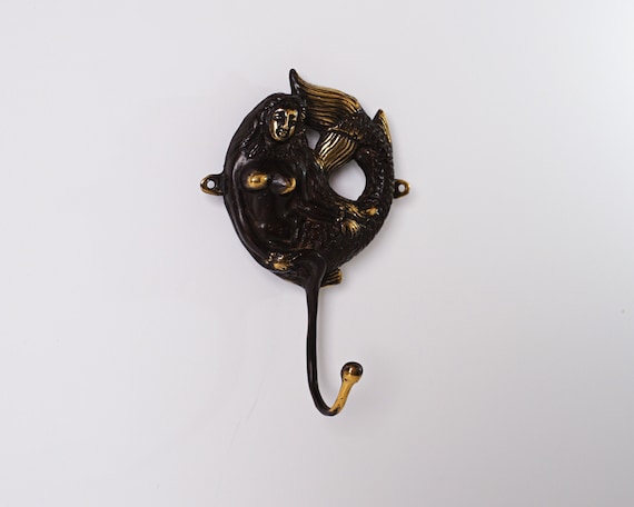 Bronze Mermaid Hook, 6 Inch  Figurine, Wall Hook, Art, Unique Miniature, Handmade, Room Decor, Gift for Him, Healing Gift, Mother Day Gift