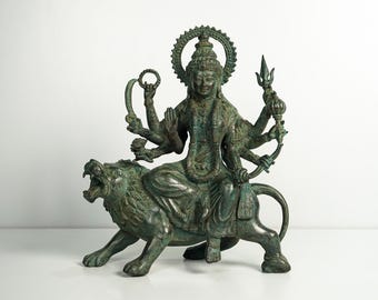 Estatua de bronce de Mahakali, figura de dios hindú de 44 cm, arte Durga, Kalii, escultura, latón, decoración para sala de meditación, Navidad, regalo para mamá