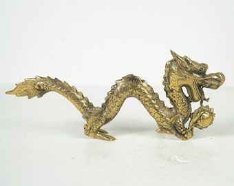 Bronze Dragon Statue, 8" Length Figurine, Chinese Dragon, Handicraft, Mystical Animal, UniqueArt, Handmade Decor, Gift for Her, Birthday