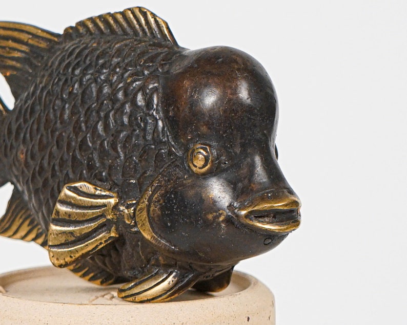 Bronze Fish Figurine, 2.3 Figurine, Animal Statue, Brass Decor, Handmade, Animal Ornament, Nursery Decor, Gift for Women, Gift for Him image 4