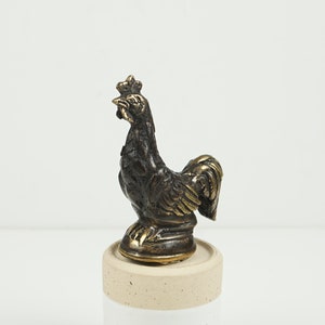 Chicken Rooster Art, 4.1&quot; Sculpture, Bronze, Animal Figurine, Miniature, Kitchen Decoration, Tabletop, Unique, Chicken Decor, Gift for Dad