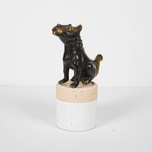 Tiger Mythos Bronzefigur, 3,8-Zoll-Tierstatue, Miniatur, Messingdekor, Tischplatte, Bürodekor, Tierdekor, Geschenk für sie, Geschenk für den besten Freund