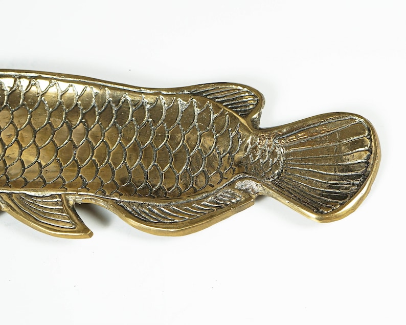Plateau doré en forme de poisson, plateau en bronze, organiseur de clés, porte-clés, décoration de cuisine, thème marin, animaux image 4