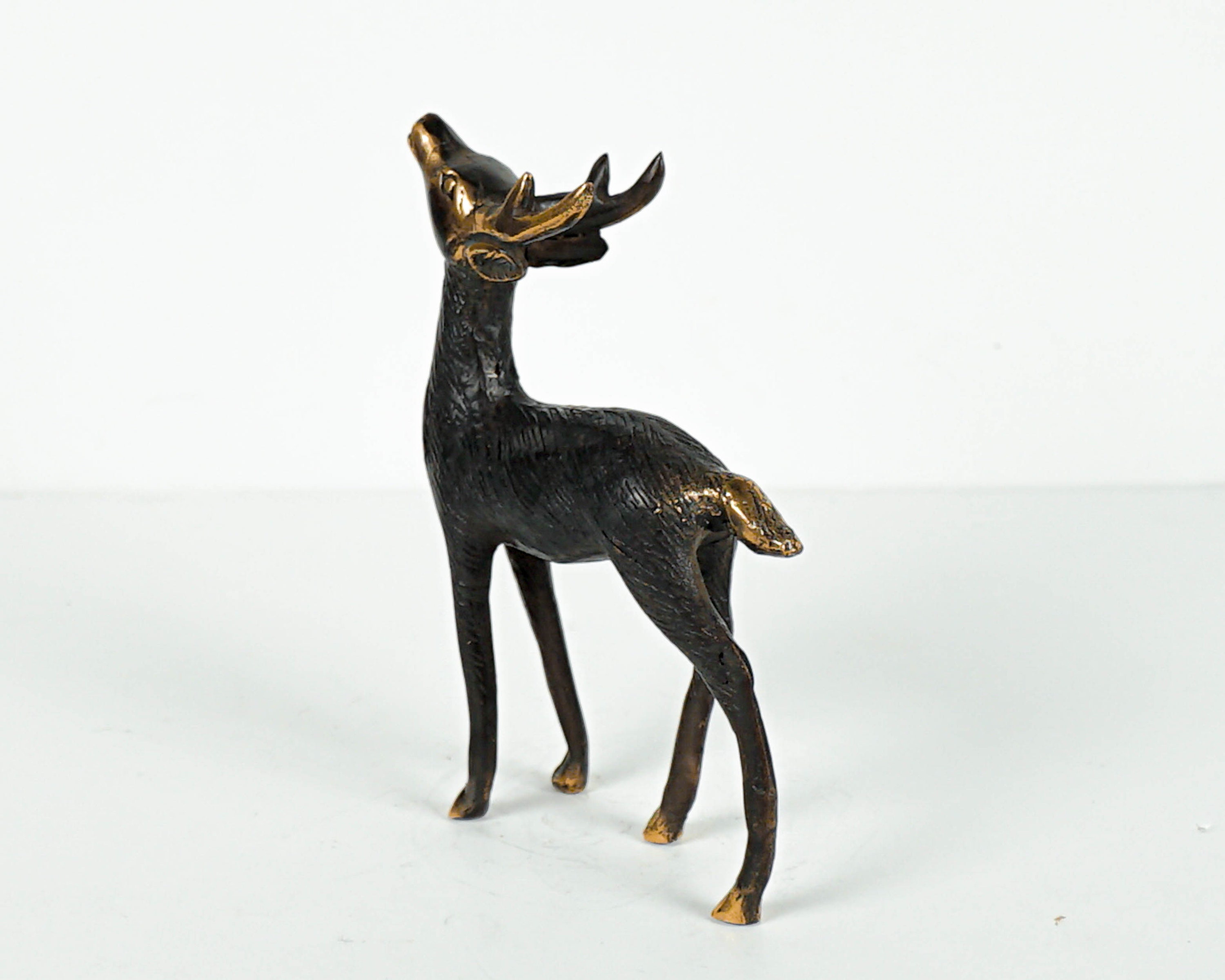 Bronze Deer Figurine 5 Statue Brass Decor Animal Etsy