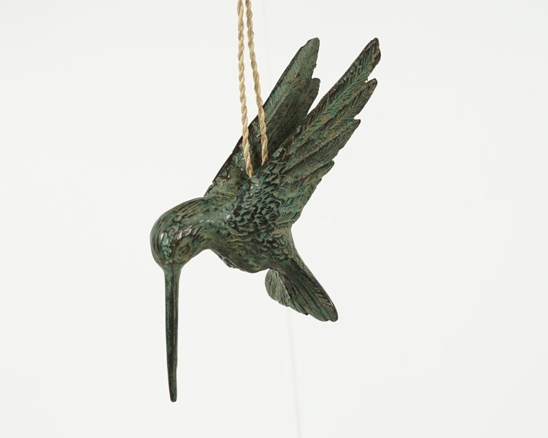 Bronze Hummingbird Decor, 5.5 Handmade Statue, Wall Decor, Hanging Figurine, Colibri, Bird, House Decor, Aesthetic Room Decor, Gift for Her image 8