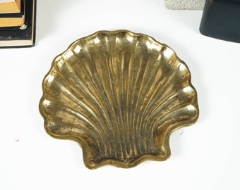 Plateau en bronze coquillage, Organisateur d'accessoires, Organisateur de boucles d'oreilles, Cadeau pour elle, Décoration de chambre