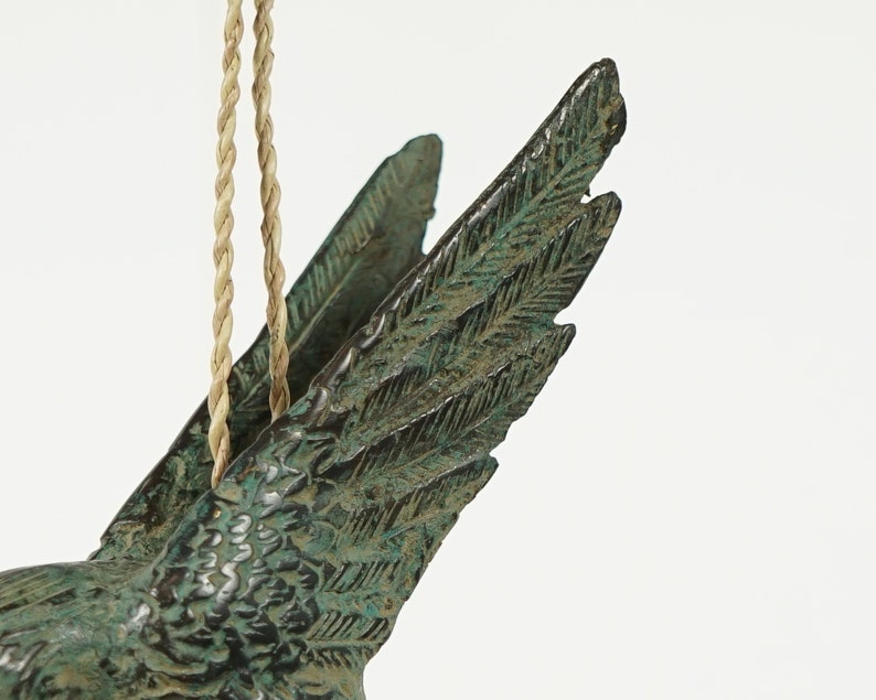 Bronze Hummingbird Decor, 5.5 Handmade Statue, Wall Decor, Hanging Figurine, Colibri, Bird, House Decor, Aesthetic Room Decor, Gift for Her image 4