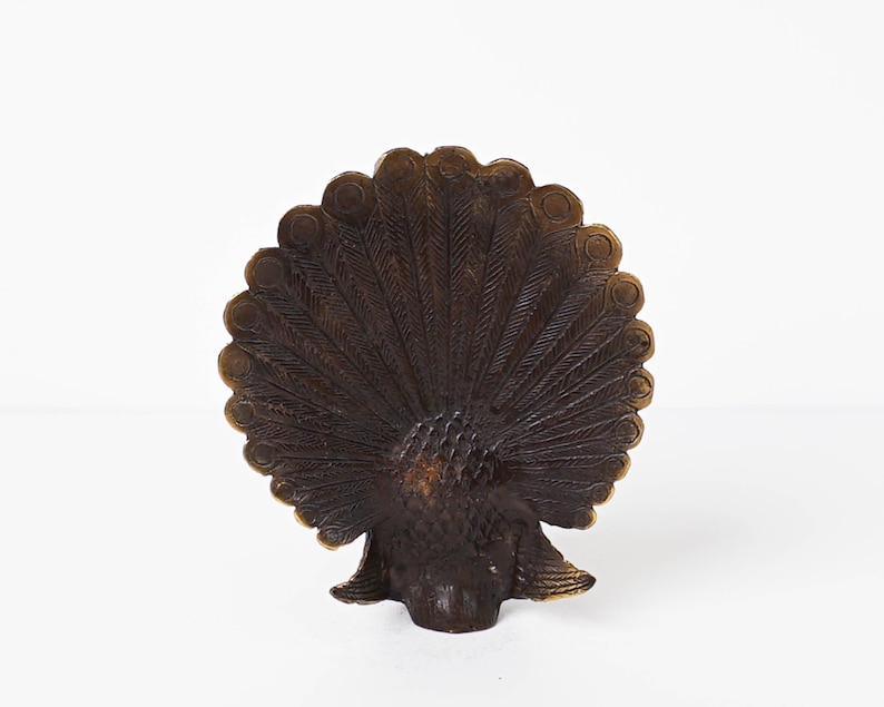 Bronze Peacock Figurine, 5.6 Inch Animal Statue, Brass Decor, Animal Ornament, Nursery Decor, Livingroom Decor, Gift for Her, Memorial Gift image 7