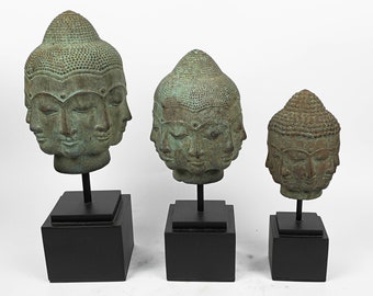 Buddha Head Bronze Sculpture, Figurine, Buddha Face, Brass Art, Meditation, Spiritual, Handmade Statue, Birthday Gift, Dad, Father Gift