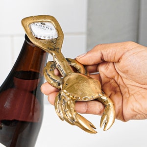 Crab Bottle Opener, 5.3" Solid Brass, Kitchen Decor, Unique, Ocean, Marine, Gift for Man, Gift for Him, Graduations Gift, Gift for home