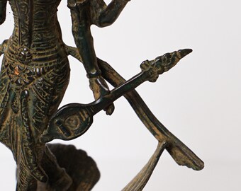 サラスヴァティー ブロンズ像 ブロンズサラスヴァティ像、10インチサラスヴァティ像、知識、音楽