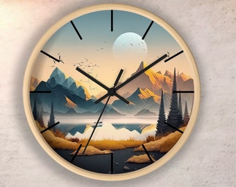 Minimalist Landscape Design Round Wall Clock - Timeless Elegance for Your Home Decor.