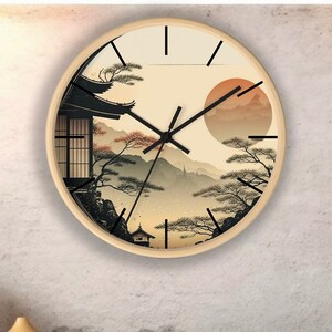 Japanese Style Round Wall Clock - Minimalist Zen Design. Add Timeless Design To Your Interior Design.