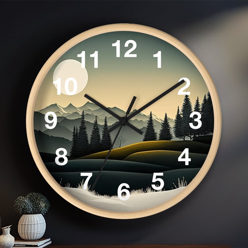 Minimalist Landscape Modern Round Wall Clock Timeless Etsy