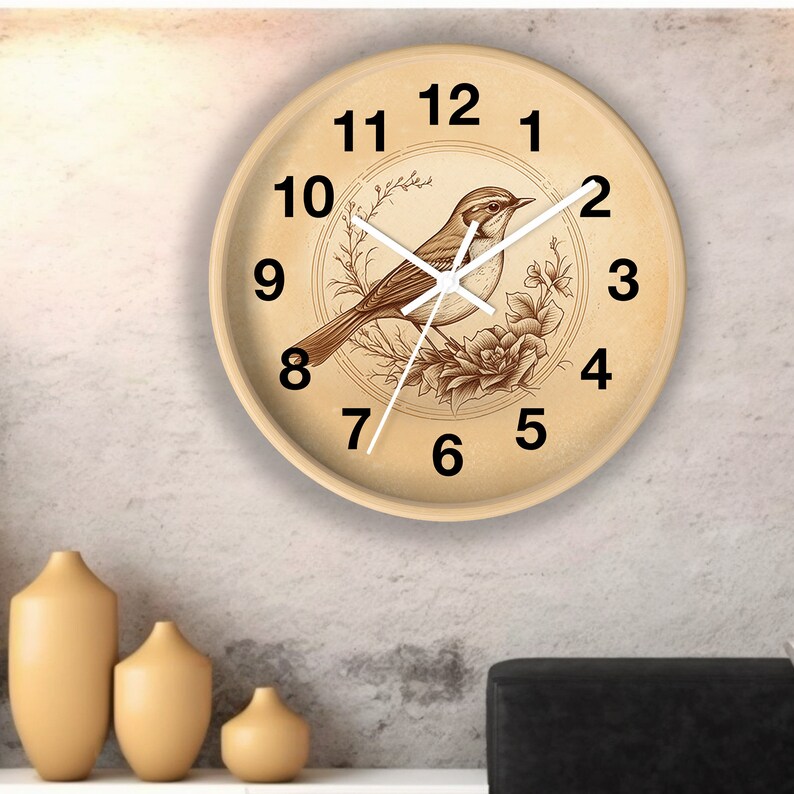 Bird Vintage Style Round Wall Clock Antique Style Decor for Etsy