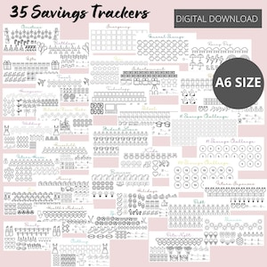 35 Mega Bundle Sinking Funds A6 SAVINGS TRACKERS | DIGITAL Download | No Physical Copy | 35 Savings Trackers | Cash Envelopes | Cash Stuff