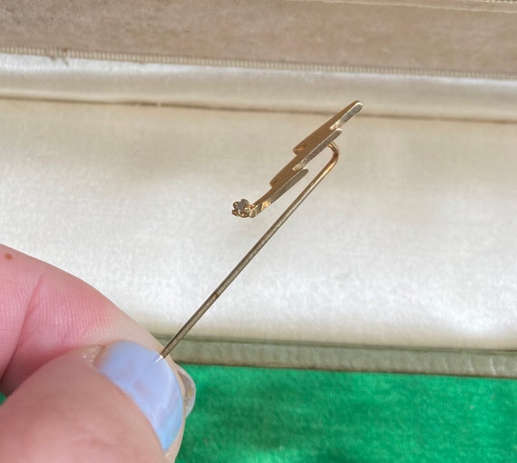 Vintage Lightning Bolt Stickpin with Diamond in 1… - image 6