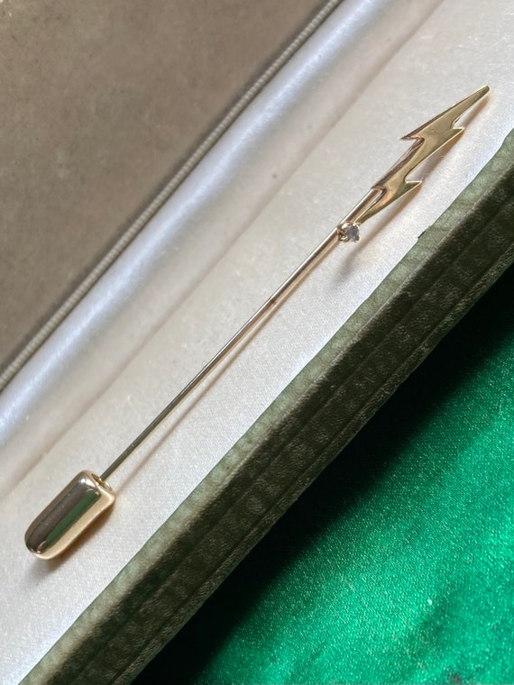 Vintage Lightning Bolt Stickpin with Diamond in 1… - image 2