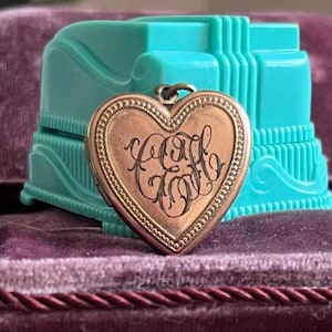 Antique Victorian Heart Locket with Monogram