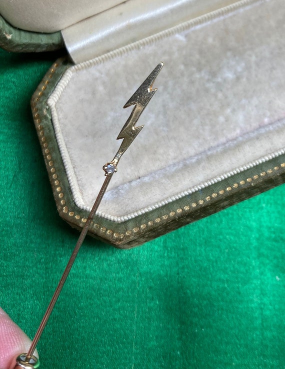 Vintage Lightning Bolt Stickpin with Diamond in 1… - image 5