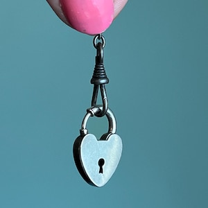 Vintage Padlock Heart Pendant/Charm in Sterling Silver