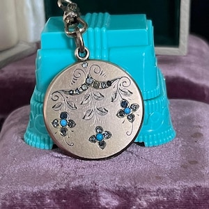 Antique Gold Filled Locket with Turquoise and Paste Stones