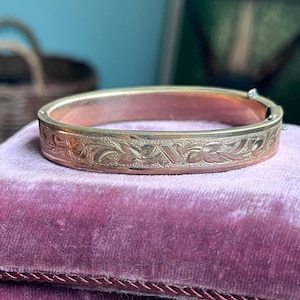 Vintage Gold-Filled Bangle with Floral Design