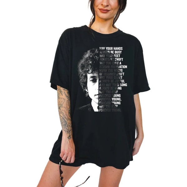T-shirt Bob Dylan Tour Américain 1978 - Coton Noir, Unisexe, Tailles S à 4XL - Neuf Avec étiquette