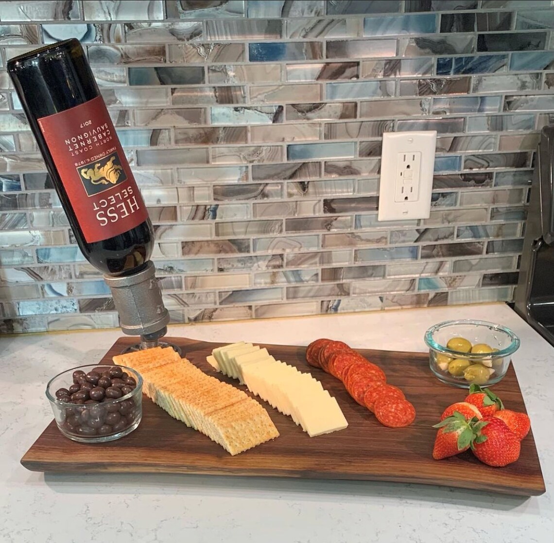 Wine bottle holder/Charcuterie Board Etsy