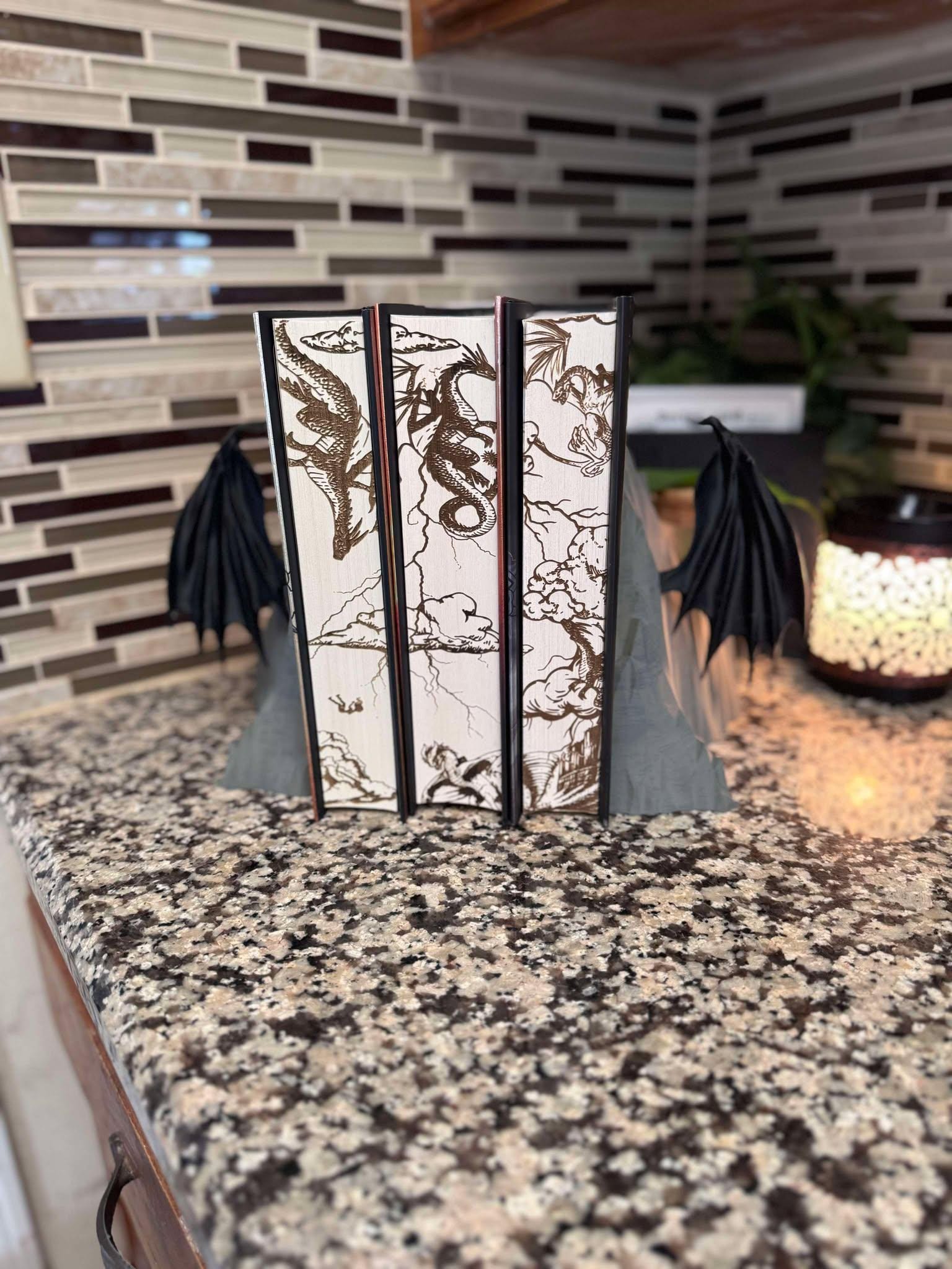 Fourth Wing Iron Flame Onyx Storm SET Laser Engraved Book