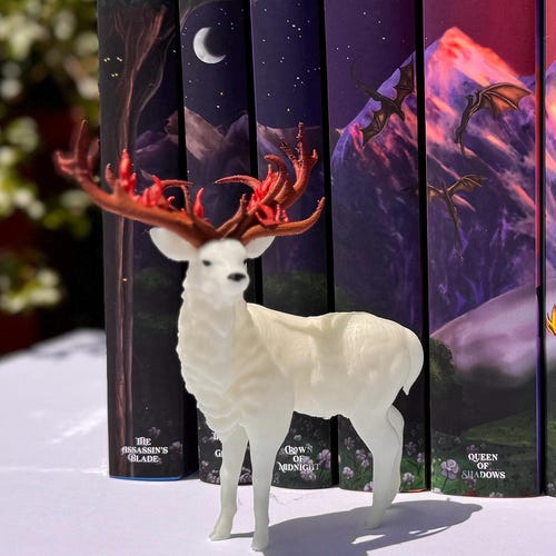 White Stag Golden Horn Figurine: ACOTAR Inspired Bookshelf Decor
