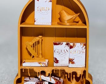 Miniatur Sammler Regal | Goldener Käfig | Enthält Mini-Bücher & Schmuckstücke