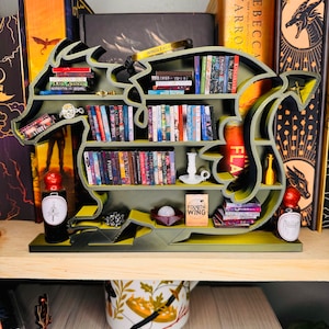 Dragon Miniature Bookshelf for 1.1in tall books| Mini Bookcase| Books| Book shelf| 3d Printed | Handmade| TBR|