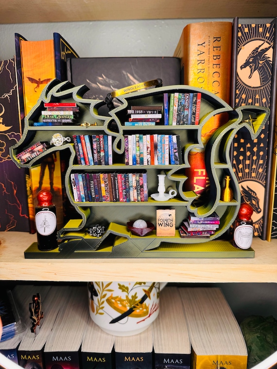 Dragon Miniature Bookshelf for 1.1in tall books| Mini Bookcase| Books| Book shelf| 3d Printed | Handmade| TBR|
