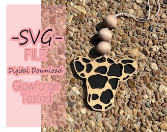 cow head- Car Charm- Car Freshie- Essential Oil Hanger- digital download- SVG- Glowforge- Cut File- SVG Download